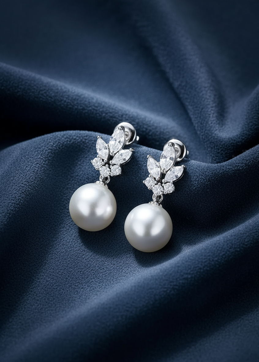 Luxe Petal Pearl Studs