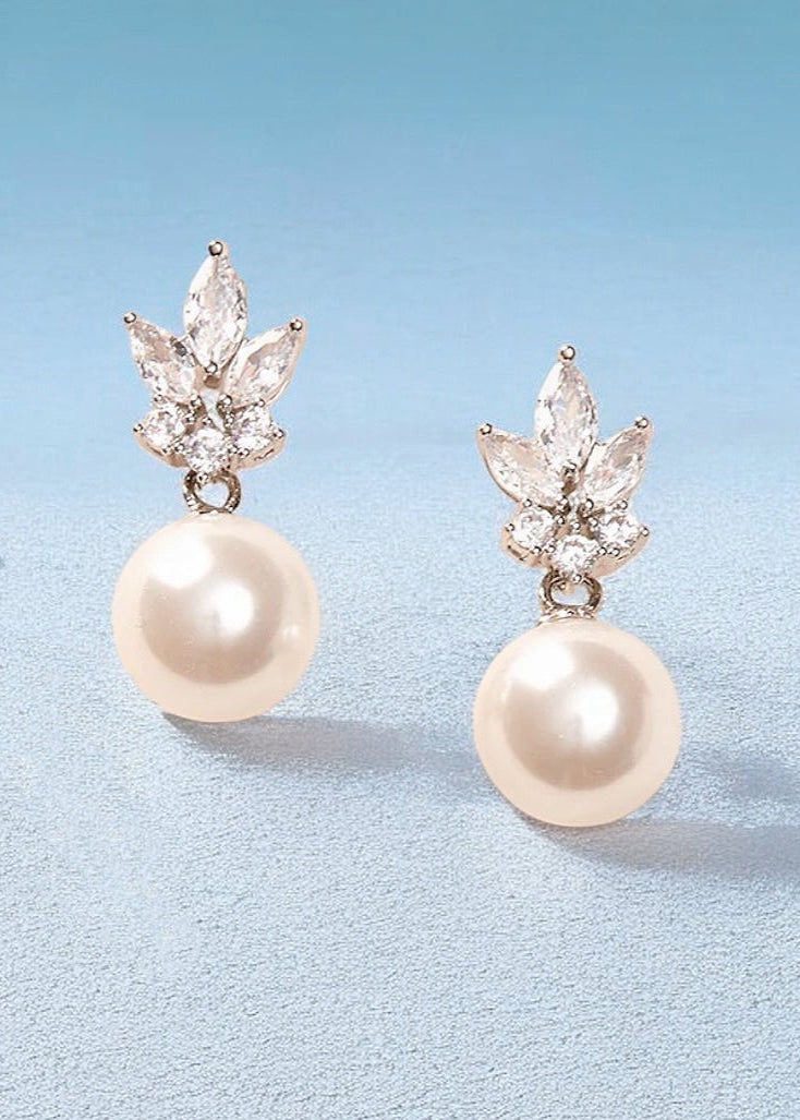 Luxe Petal Pearl Studs