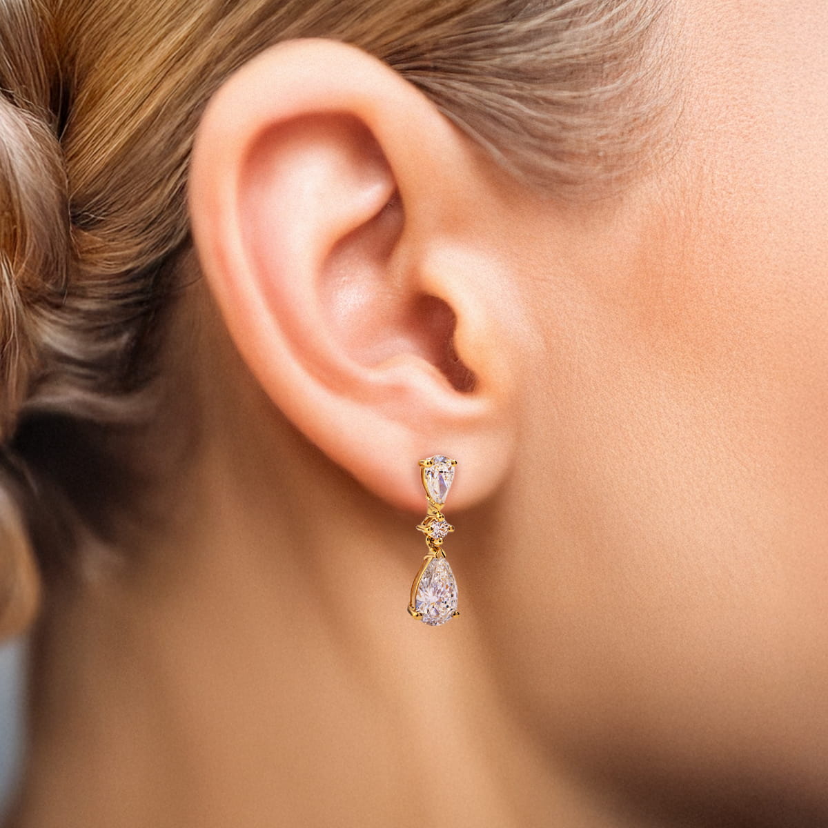 Pear Diamond Drop Earrings