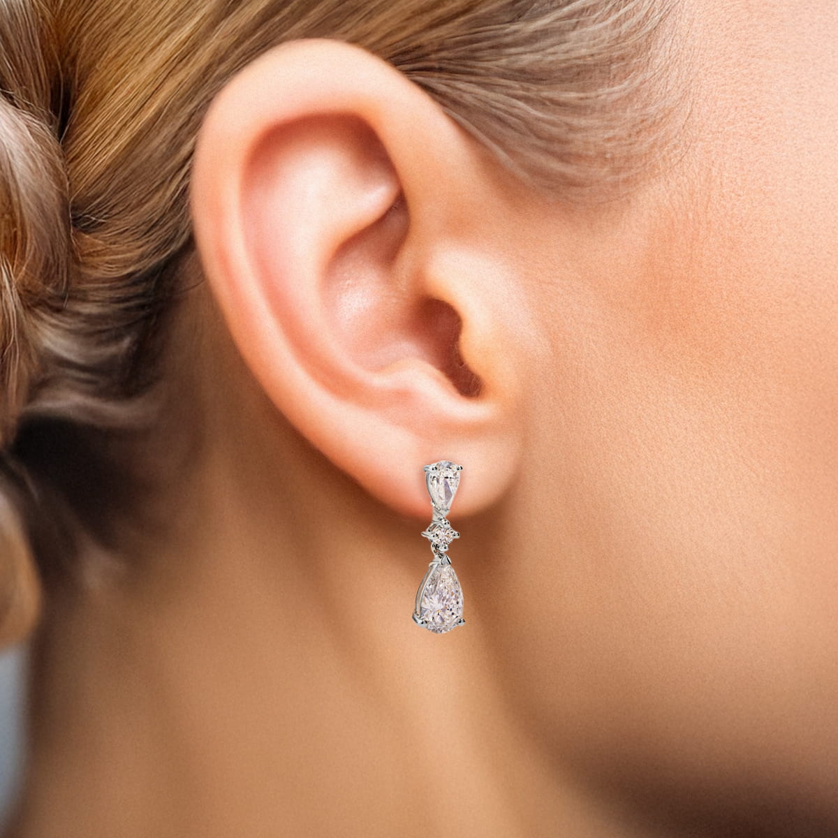 Pear Diamond Drop Earrings