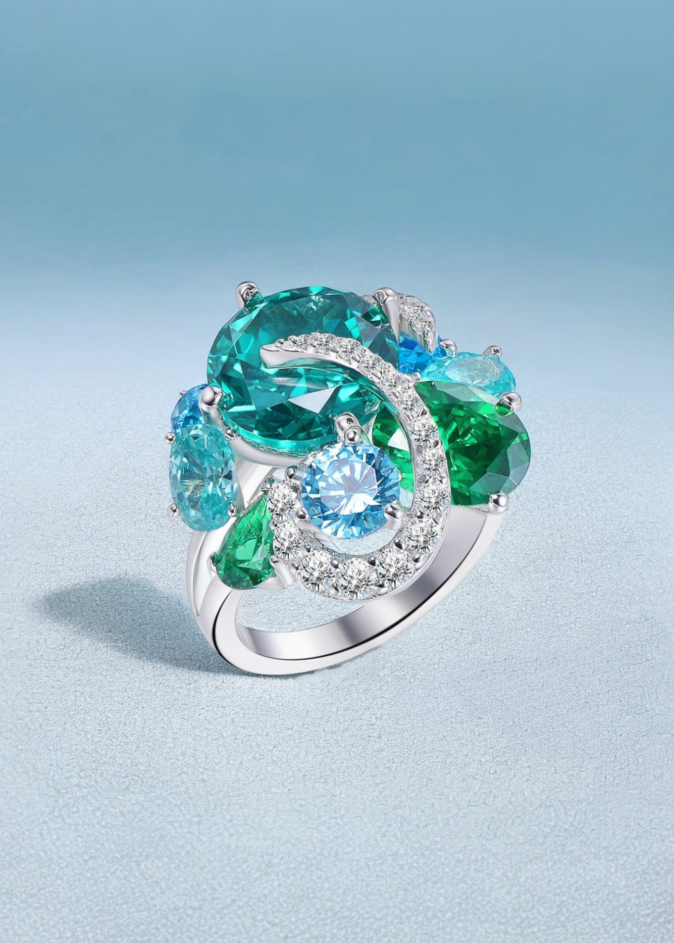 Celeste Bloom Spiral Ring