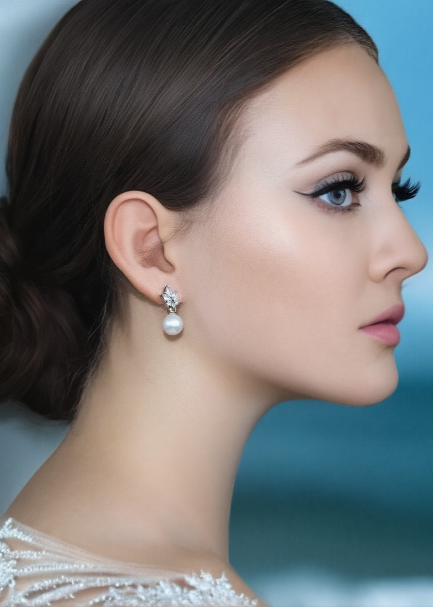 Luxe Petal Pearl Studs